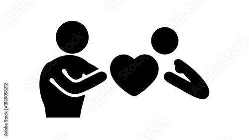 Silhouette of a person holding heart symbol, emotional health and self-care wellness concept