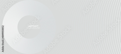 Futuristic white abstract background. Glowing circle lines design. Swirl circular lines element. Future technology concept. Horizontal banner template.