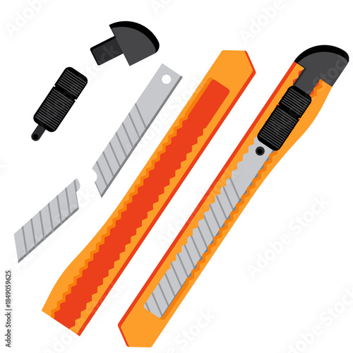 broken paper knife vector drawing.