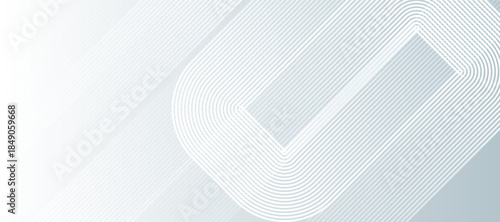White abstract glowing geometric background. White rounded lines pattern. Futuristic technology concept. Suit for poster, cover, banner, presentation, website, flyer