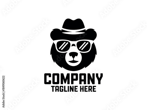 Modern Bear Logo with Sunglasses and Hat for Company Branding and Marketing