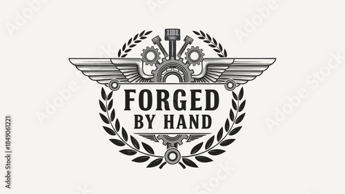 Intricate emblem emphasizing handcrafted craftsmanship and mechanical precision