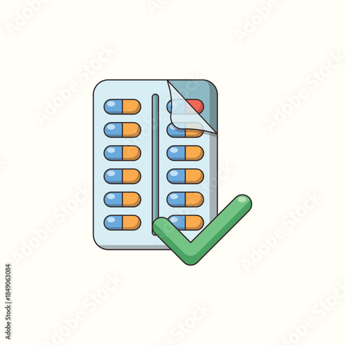 Open medical capsule with powder vector illustration for pharmacy design
