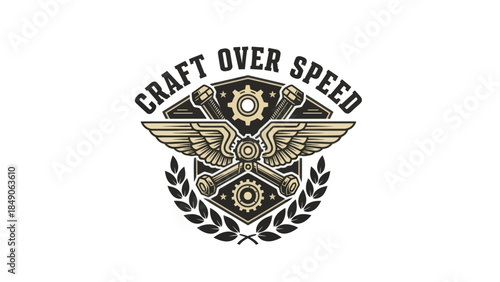 dynamic emblem representing engineering innovation and mechanical mastery
