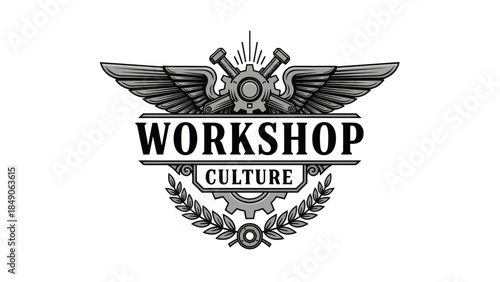 Innovative Workshop Emblem Emphasizing Craftsmanship and Cultural Heritage