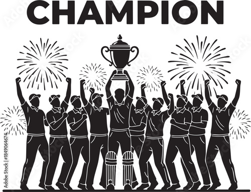 cricket player silhouette on white background