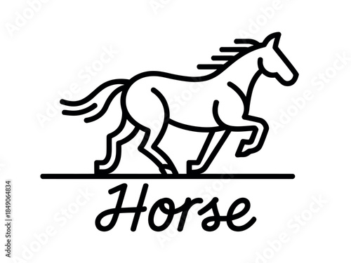 Simple Line Art Horse Illustration with Text