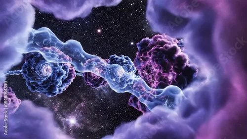 Cosmic energy swirling in deep space with vibrant nebulae