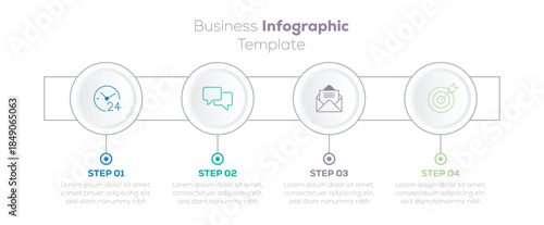 Infographic template for business. 4 Steps business data visualization timeline process infographic template design with icons for concept modern design.