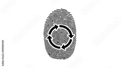 Fingerprint with circular arrows recycling eco friendly sustainability concept on white background