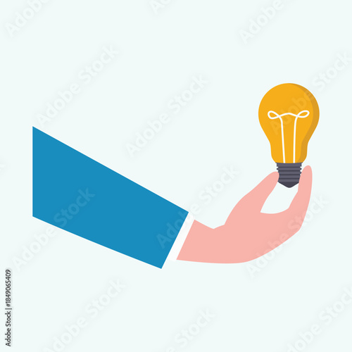 Business hand holding idea lightbulb illustration
