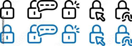 security lock bule black icons set vector illustration design 
