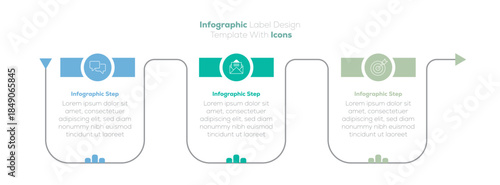  Infographic design illustration business template with icons and 3 options or steps. Can be used for process diagram. Modern presentation template with 3 Step for business process. 