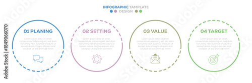 Infographic design with circle for business template. Modern infographic template. Creative circle element design. Can be used for workflow diagram, business process vector. 