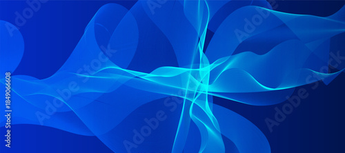 Dark blue, abstract, curved, layered shape with a ribbon  background. smooth blue gradient curves. Modern futuristic graphic design element.