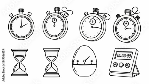 Collection of Vintage and Modern Timekeeping Devices.