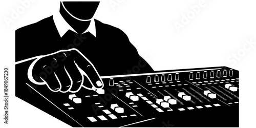 Audio Engineer Sound Mixer Board Vector Silhouette