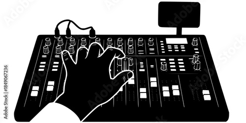 Audio Engineer Sound Mixer Board Vector Silhouette