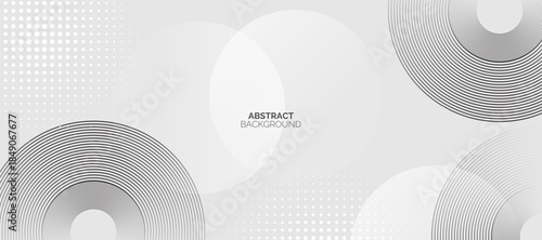 white abstract background with geometric layers and circular lines. Futuristic technology concept. Suit for cover, poster, banner, brochure, header, website