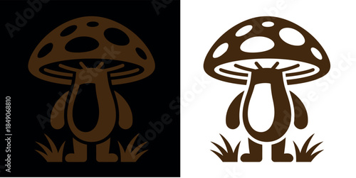 Brown Mushroom Cartoon Character Illustrations