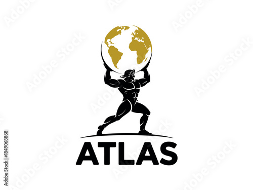 Powerful Atlas Holding Globe Logo