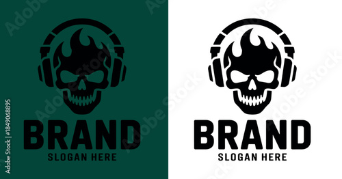 Skull Headphones Logo Design Template