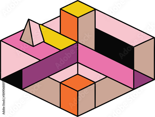 Geometric layout inspired by raw brutalist structure