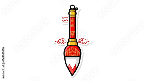 Traditional Chinese Sword Illustration with Cultural Elements and Artistic