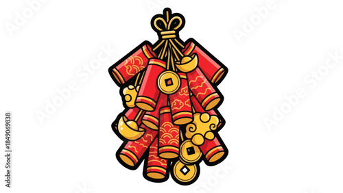 Colorful Traditional Chinese Firecracker Ribbon Decoration for Celebrations