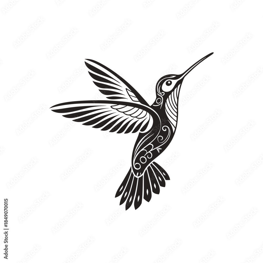 Obraz premium Tribal Hummingbird Vector Illustration
