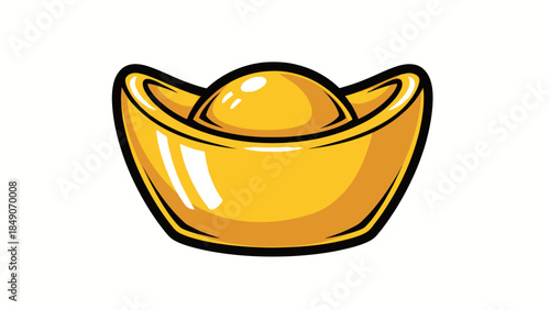 Bright stylized gold ingot with shiny reflective surface and bold outline