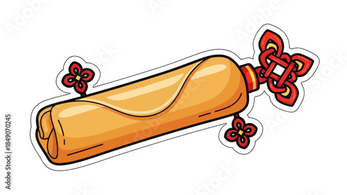 Colorful Cartoon Firecracker Illustration with Traditional Decorations