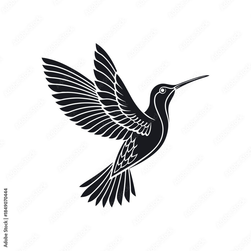 Obraz premium Hummingbird Silhouette in Flight Vector Illustration