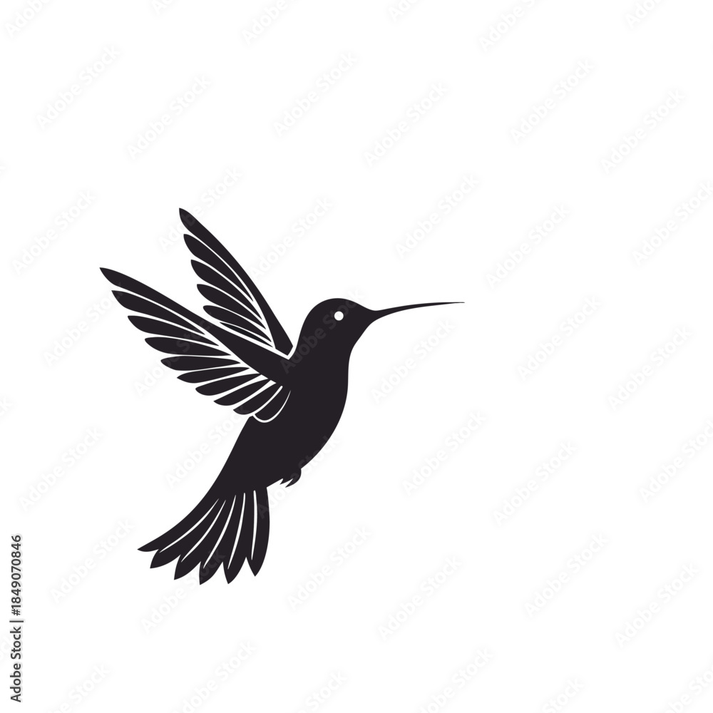 Fototapeta premium Hummingbird Silhouette Flying Vector Illustration