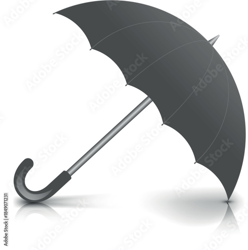 Black and White Simple flat umbrella icon, Nice umbrella isolated on white background.