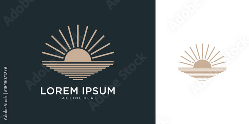 Minimal sunrise horizon logo design