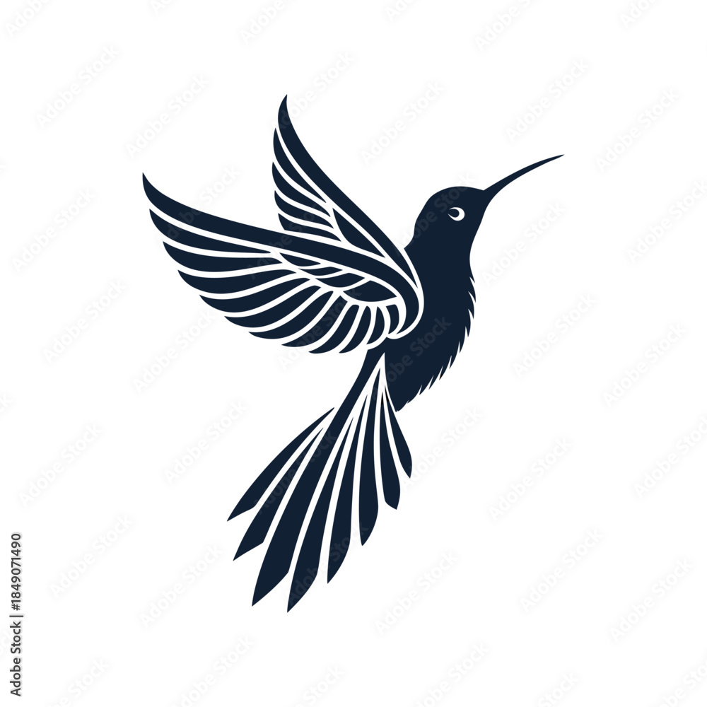 Obraz premium Elegant Hummingbird Flying Silhouette Illustration