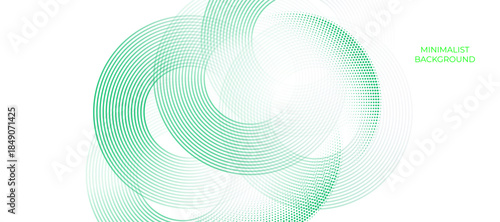 Abstract white background with green circle lines. Green  circle lines pattern. Futuristic technology concept. Suit for cover, poster, banner, brochure, header, website
