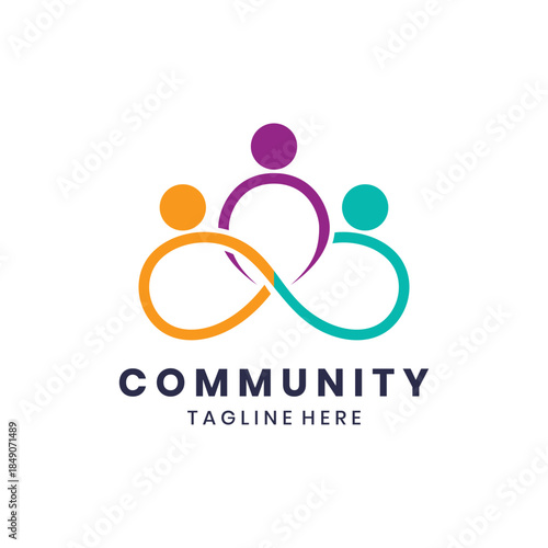 Community infinity logo with connected people icons