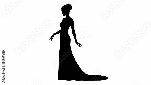 Elegant Silhouette of a Woman in a Ball Gown.