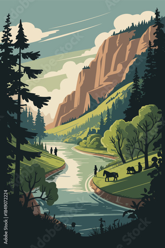 El Capitan Yosemite National Park Sierra Nevada of Central California poster, showcasing dramatic granite rock formations, pine forests, and picturesque natural landscapes, ideal for travel and nature