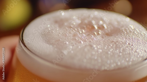 close up of bubbles of beer