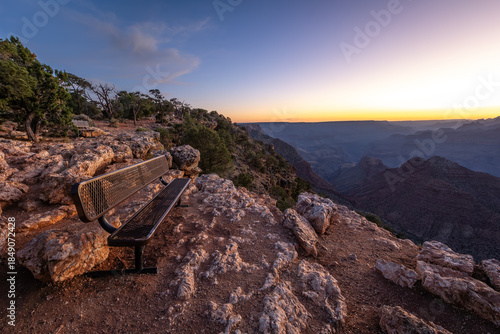 Rocky rugged hillside overlooking canyon Grand Canyon National Park