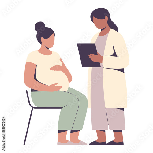 Prenatal Medical Consultation Between Pregnant Woman and Female Doctor