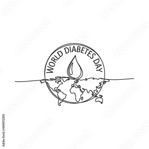 World diabetes day emblem with earth and a drop of blood illustration