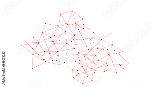 Polygonal white background with connecting dots and lines. Network connection structure.	
