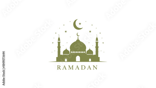 Elegant Ramadan Themed Islamic Architectural Design with Crescent Moon