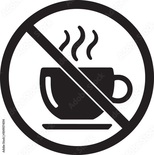 No hot beverages allowed sign icon vector graphic black and white