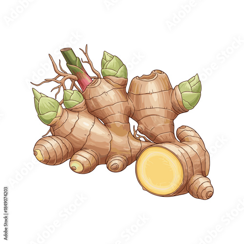 vector illustration of ginger on a white background