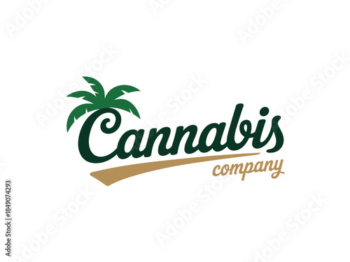Cannabis Company Logo with Palm Tree Symbol on White Background